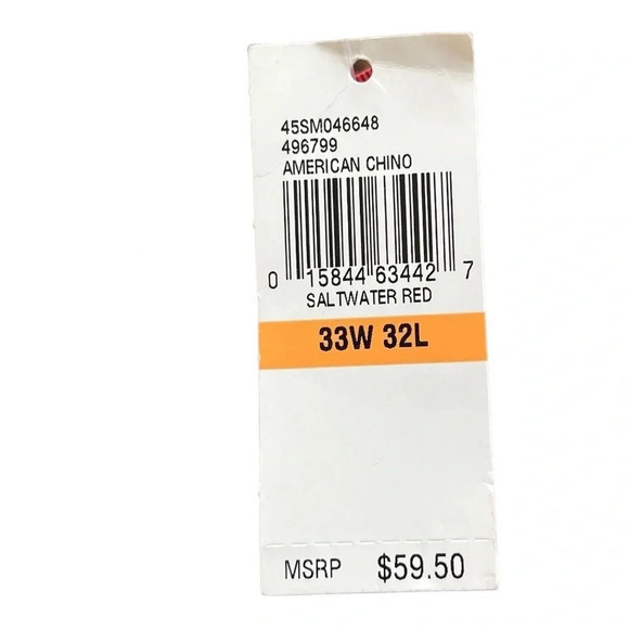 IZOD American Chino Flat Front Straight Pants Wrinkle‎ Free Men Size 33/32 NWT - Picture 9 of 10